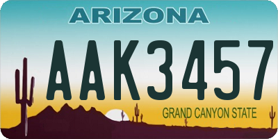 AZ license plate AAK3457