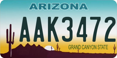 AZ license plate AAK3472