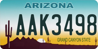 AZ license plate AAK3498