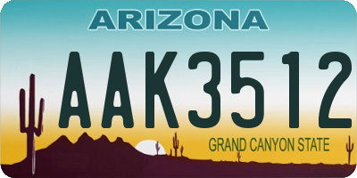 AZ license plate AAK3512