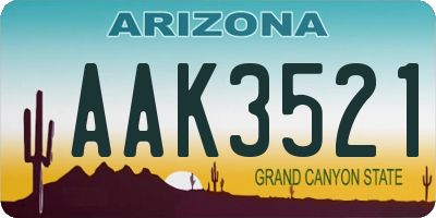 AZ license plate AAK3521