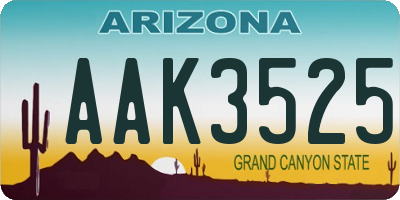 AZ license plate AAK3525