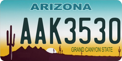 AZ license plate AAK3530
