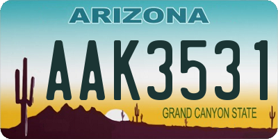 AZ license plate AAK3531