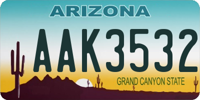 AZ license plate AAK3532