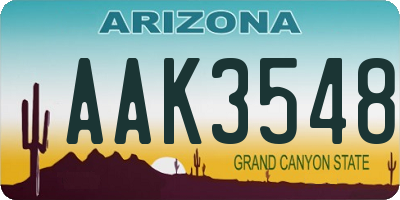 AZ license plate AAK3548