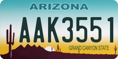 AZ license plate AAK3551