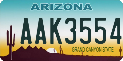 AZ license plate AAK3554