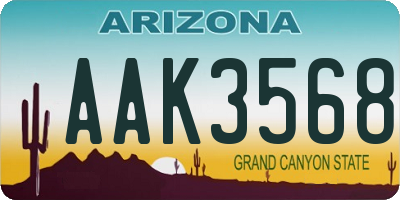 AZ license plate AAK3568