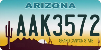 AZ license plate AAK3572