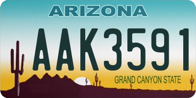 AZ license plate AAK3591
