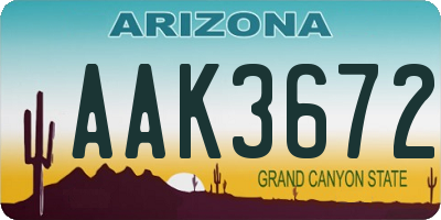 AZ license plate AAK3672