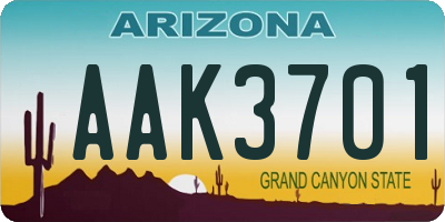 AZ license plate AAK3701