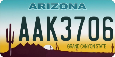 AZ license plate AAK3706