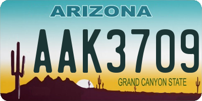 AZ license plate AAK3709