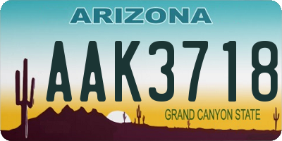 AZ license plate AAK3718