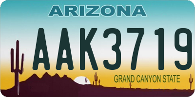 AZ license plate AAK3719