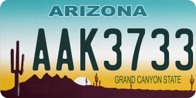 AZ license plate AAK3733