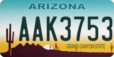 AZ license plate AAK3753