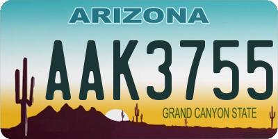 AZ license plate AAK3755