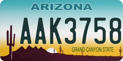 AZ license plate AAK3758