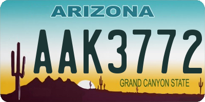 AZ license plate AAK3772