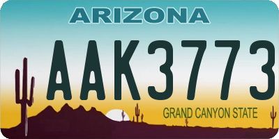 AZ license plate AAK3773