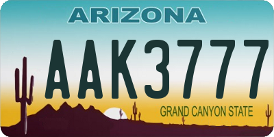 AZ license plate AAK3777