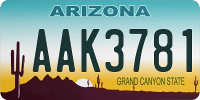 AZ license plate AAK3781