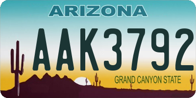 AZ license plate AAK3792
