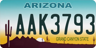 AZ license plate AAK3793