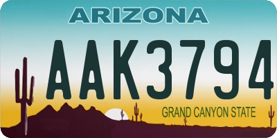 AZ license plate AAK3794