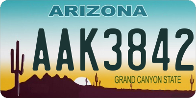 AZ license plate AAK3842