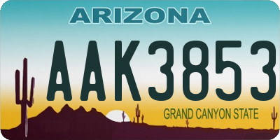 AZ license plate AAK3853
