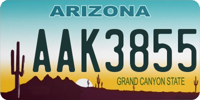 AZ license plate AAK3855
