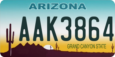 AZ license plate AAK3864