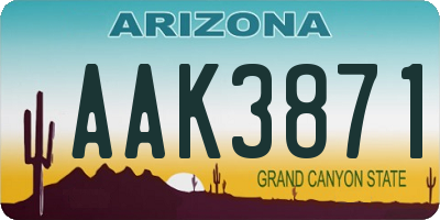 AZ license plate AAK3871