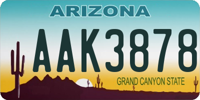 AZ license plate AAK3878