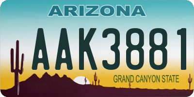AZ license plate AAK3881