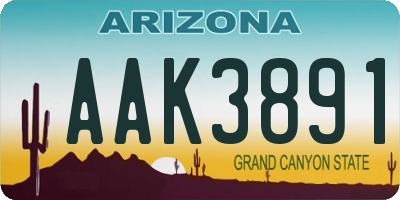 AZ license plate AAK3891