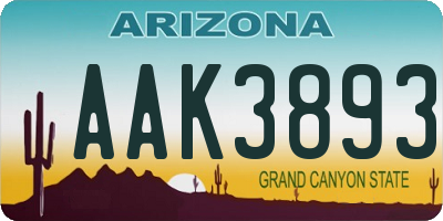 AZ license plate AAK3893
