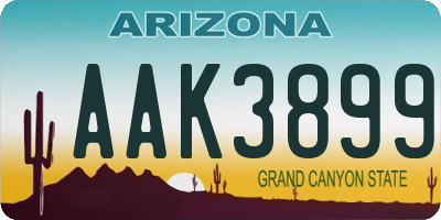 AZ license plate AAK3899