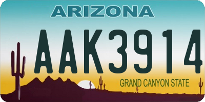 AZ license plate AAK3914