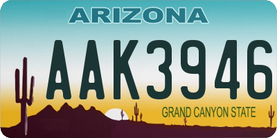 AZ license plate AAK3946