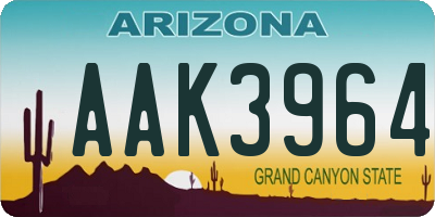 AZ license plate AAK3964