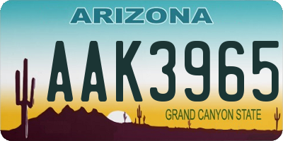 AZ license plate AAK3965