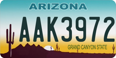 AZ license plate AAK3972