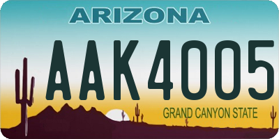 AZ license plate AAK4005