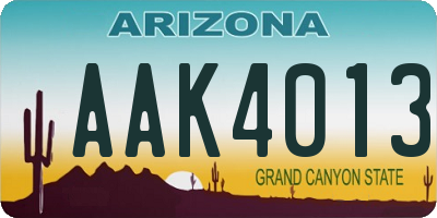 AZ license plate AAK4013