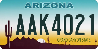 AZ license plate AAK4021
